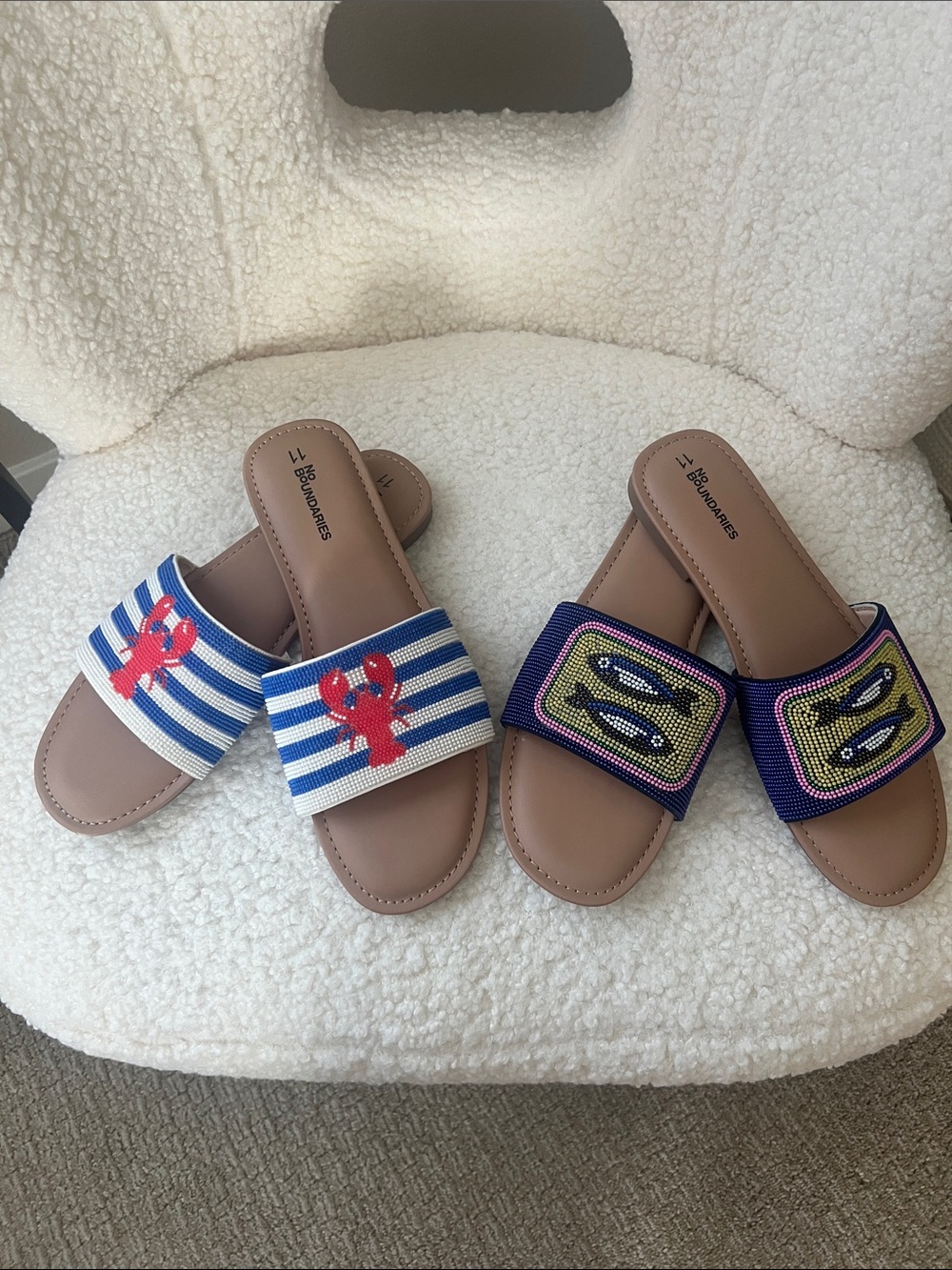 No Boundaries Beaded Slide Sandals - size 11